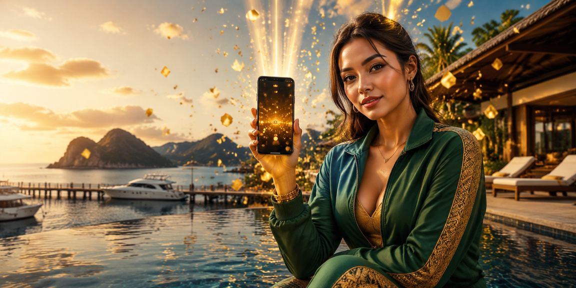 Seseorang menggunakan aplikasi kasino dari smartphone dengan tampilan interface yang modern