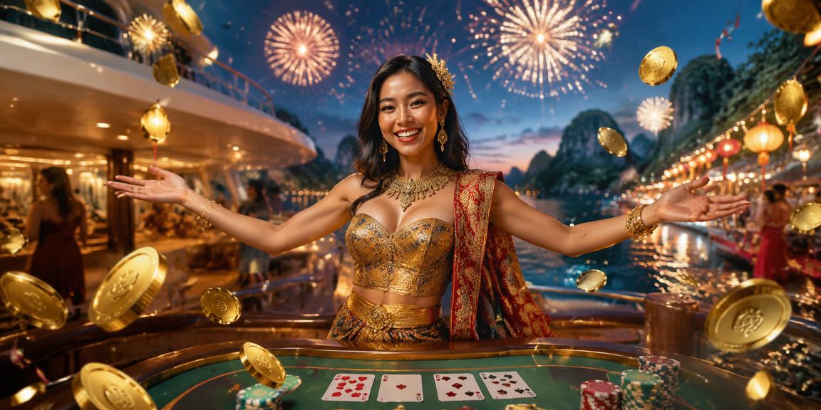 Meja baccarat dengan suasana malam pasar rakyat yang semarak