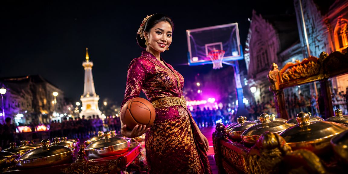 Taruhan basket dengan efek neon malam yang dinamis dan penuh energi